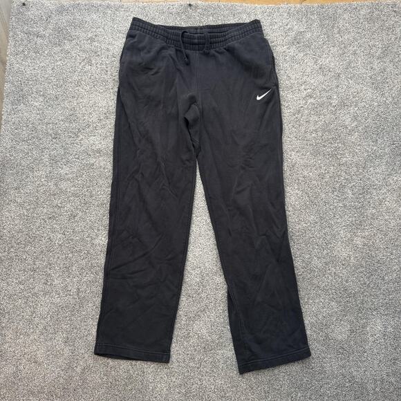 Nike Sweatpants Mens Medium Black Fleece Athletic Pants Drawstring Waist 33x29 - Picture 1 of 15